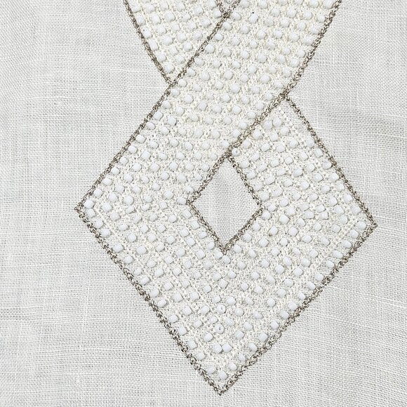 Ann Taylor Top Womens 8 Ivory Linen Beaded Beachy Boho Coastal Popover Tunic - Picture 4 of 8